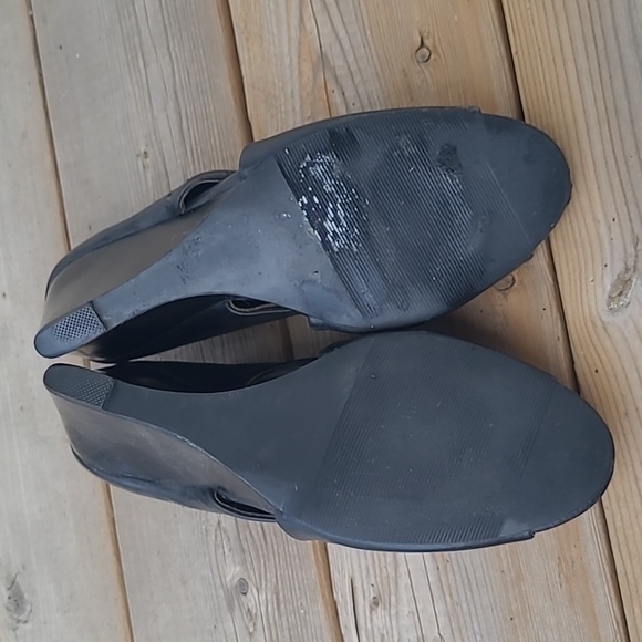 Black wedge open-toe Madeline Martha shoe - size 9 - Picture 6 of 8